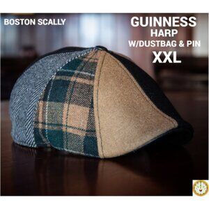 Boston Scally THE GUINNESS HARP 8-Panel Patchwork Cap- XXL- With Dustbag & Pin